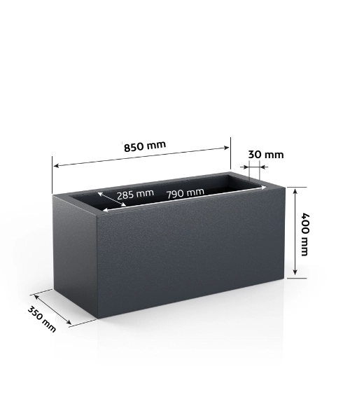 Wymiary dużej prostokątnej donicy Long Midi